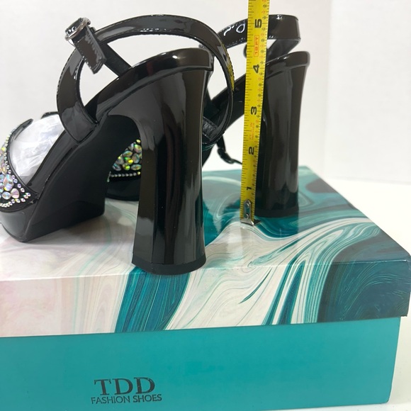 Black Rhinestone Platform Sandals - Picture 11 of 16